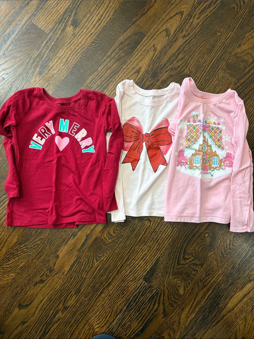 4T The Children's Place Girls' Long-Sleeve Holiday Tee Trio